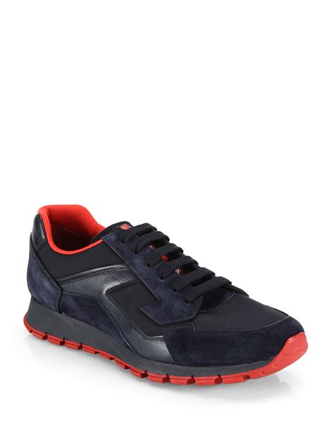 blue prada shoes mens|Prada blue suede sneakers.